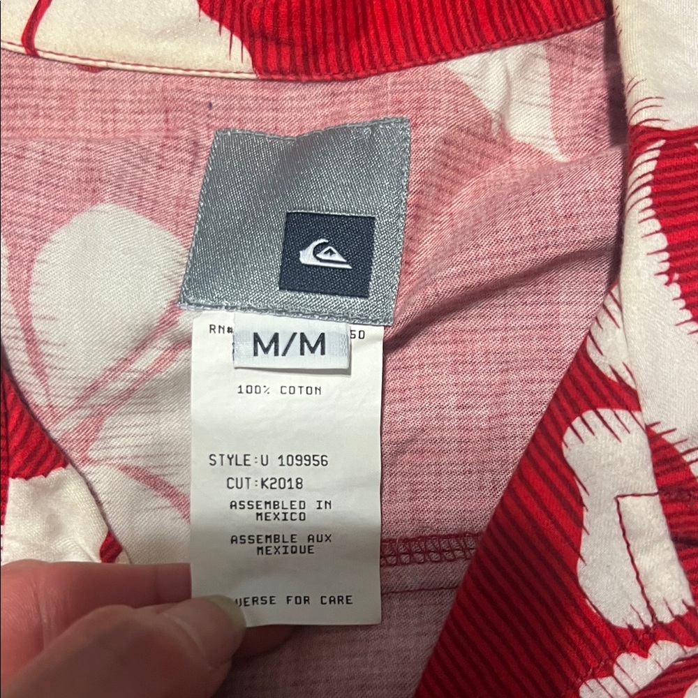 Quicksilver Red Hawaiian Floral Button-Up Shirt - Picture 2 of 4